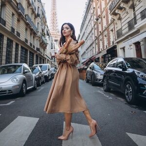 Chic Tan Long Sleeve Dress